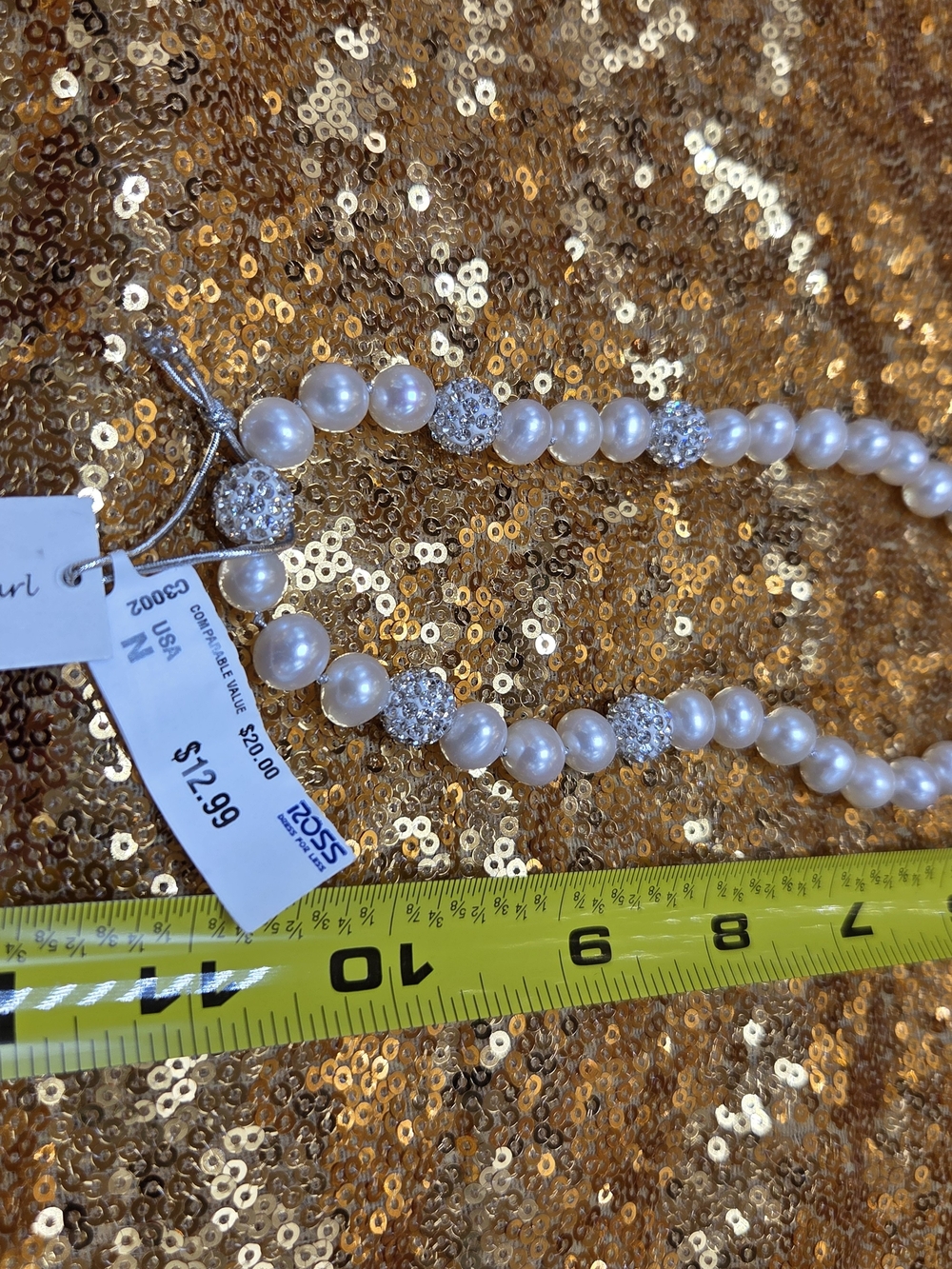 Lustrous White Pearl and Crystal Accent Necklace - Picture 2 of 3